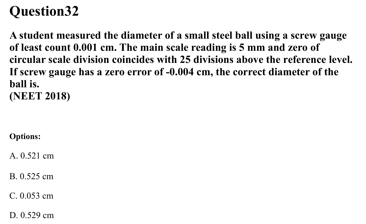 Units and Measurements question 32