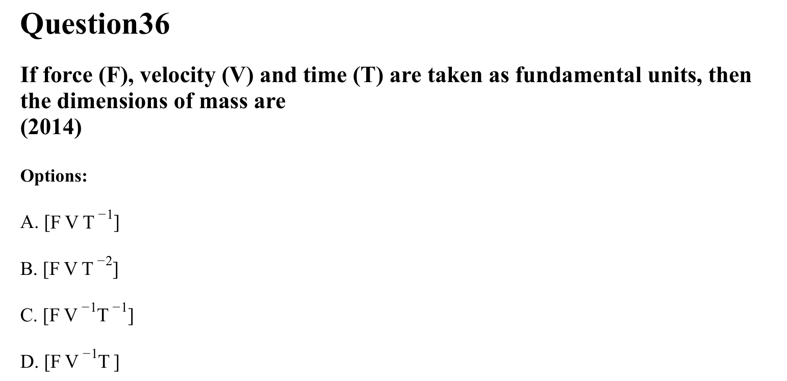 Units and Measurements question 36