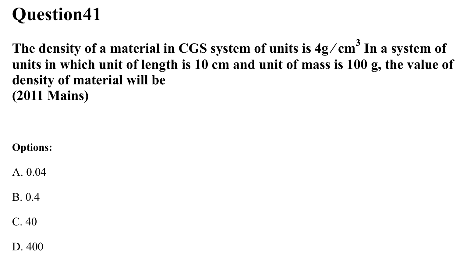Units and Measurements question 41