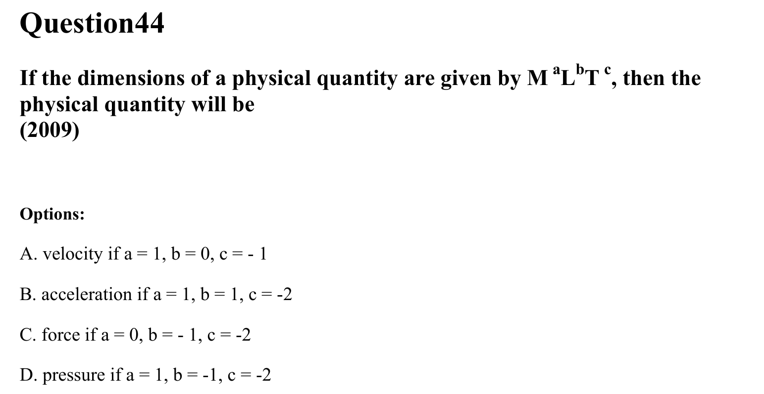 Units and Measurements question 44
