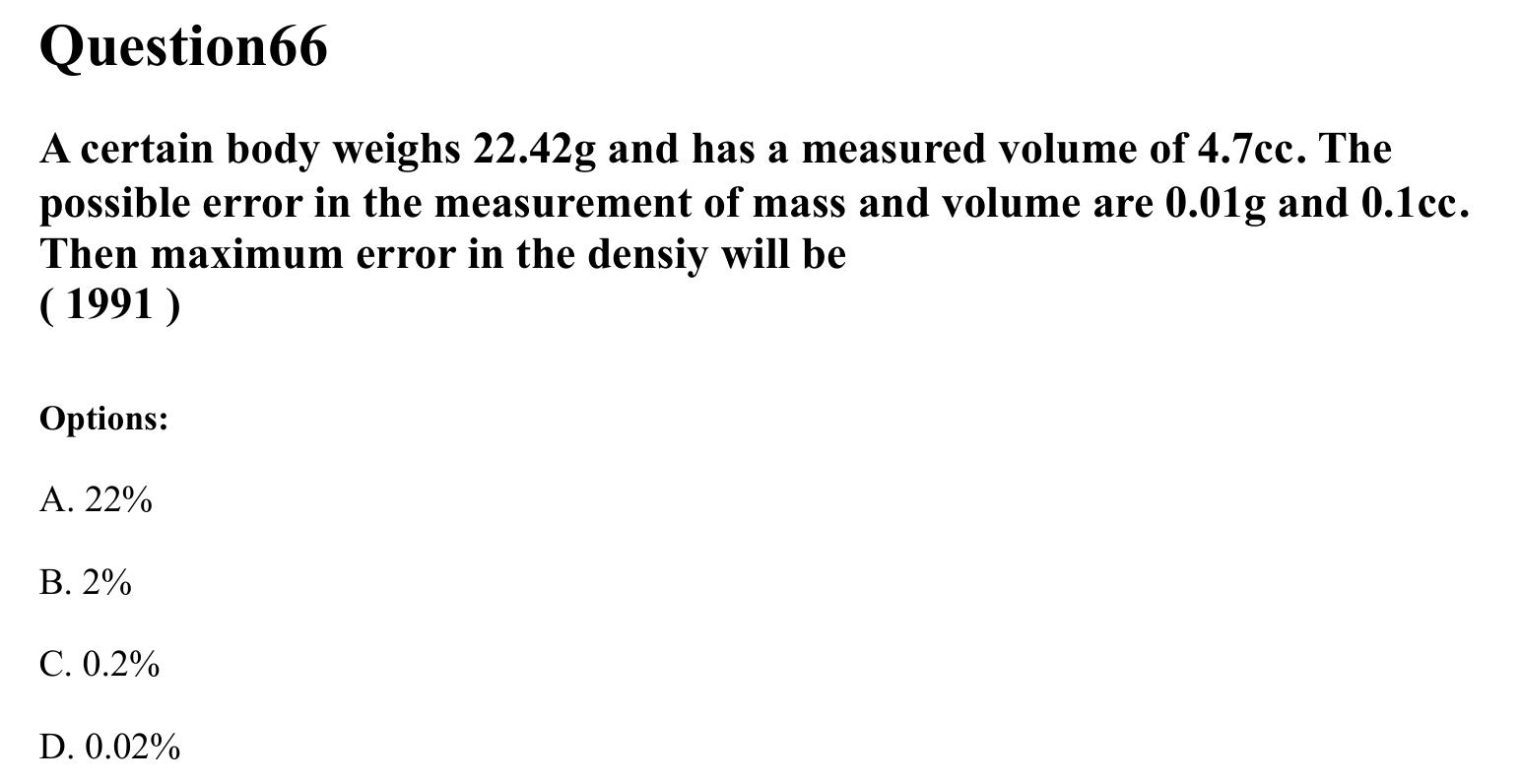 Units and Measurements question 66
