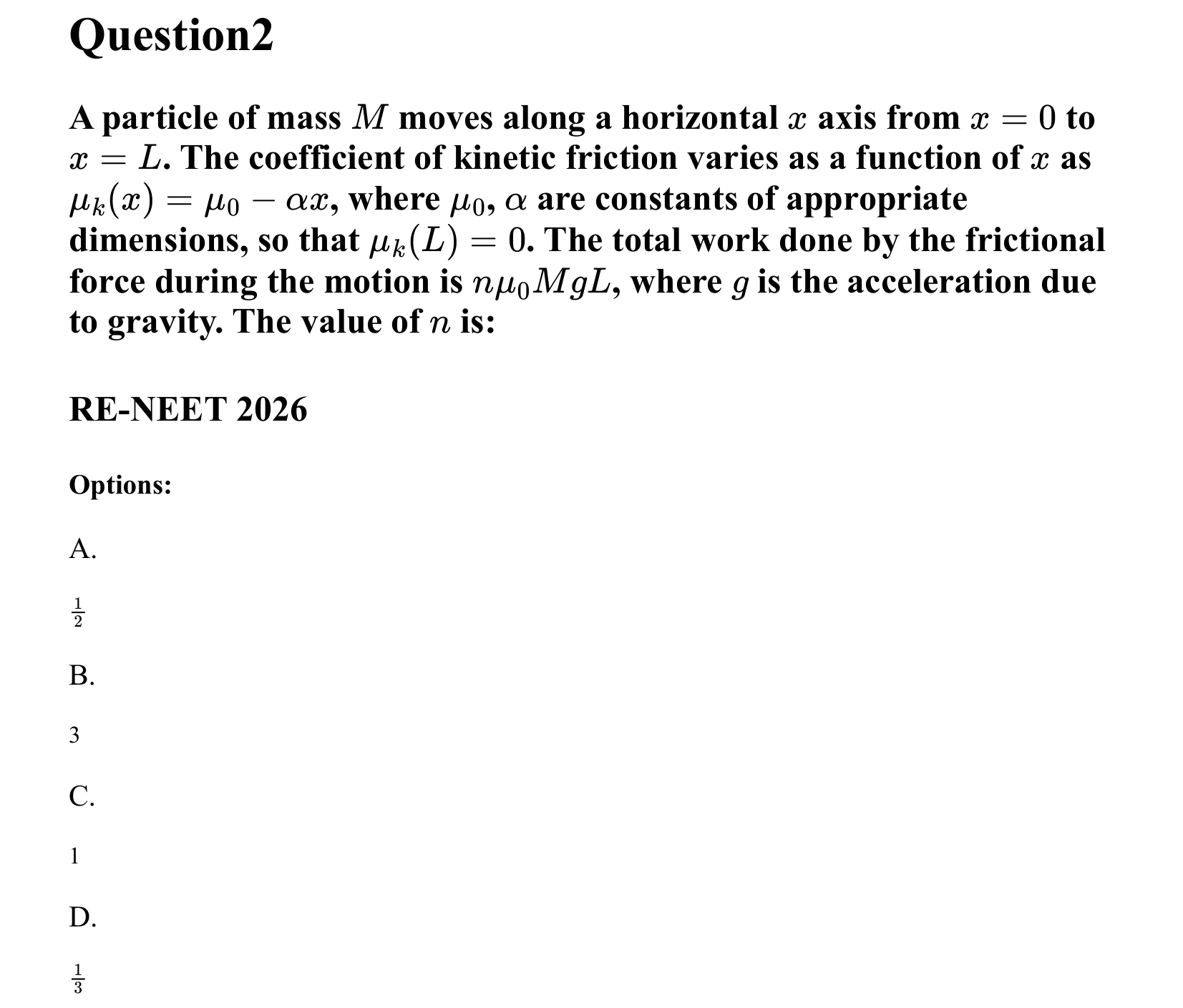 Work Energy and Power question 2