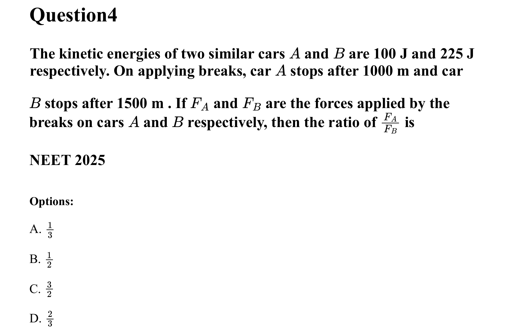 Work Energy and Power question 4