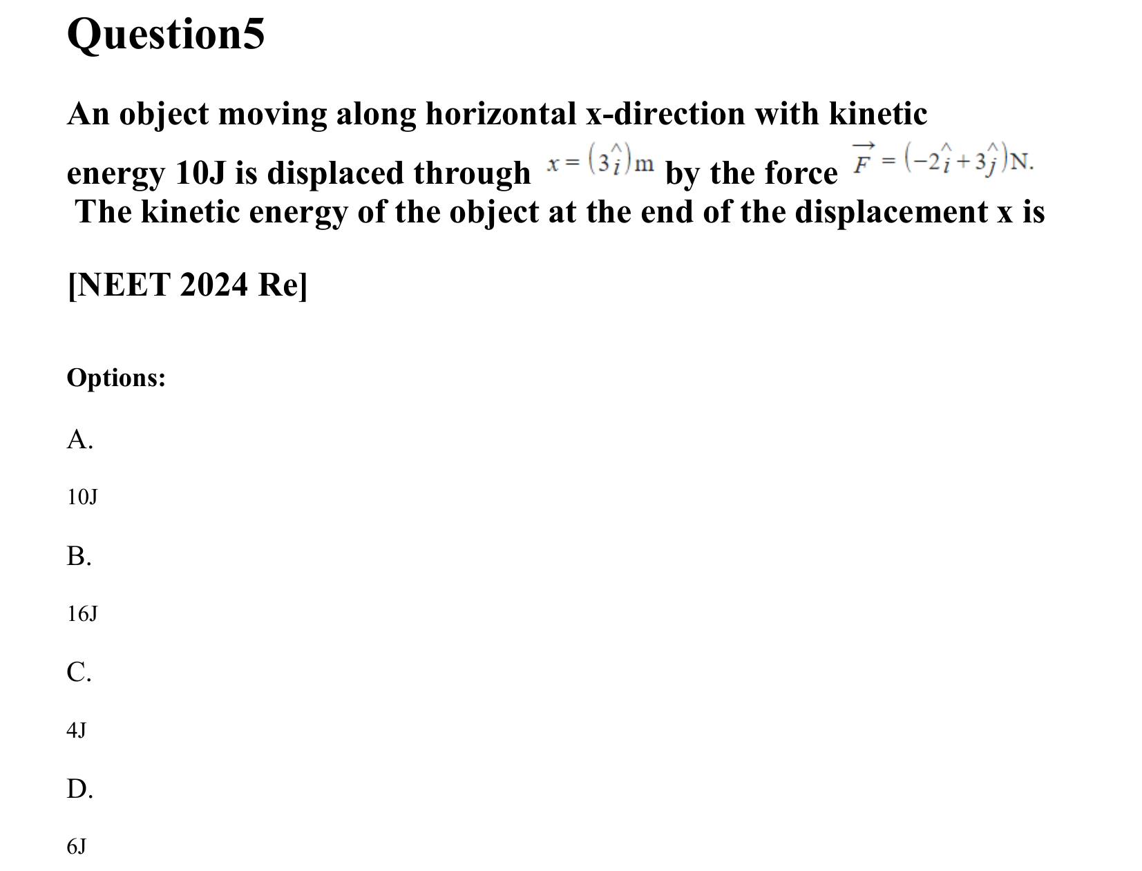 Work Energy and Power question 5