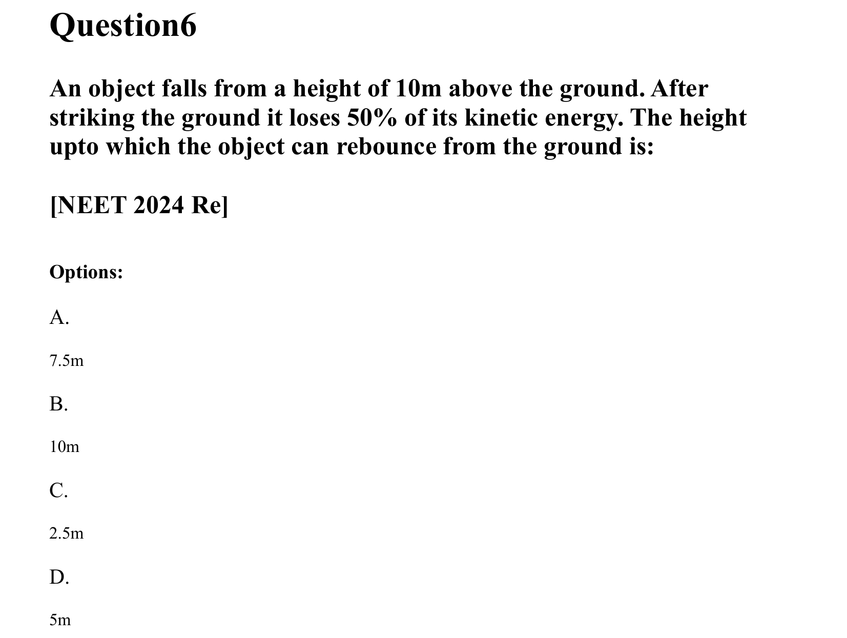 Work Energy and Power question 6