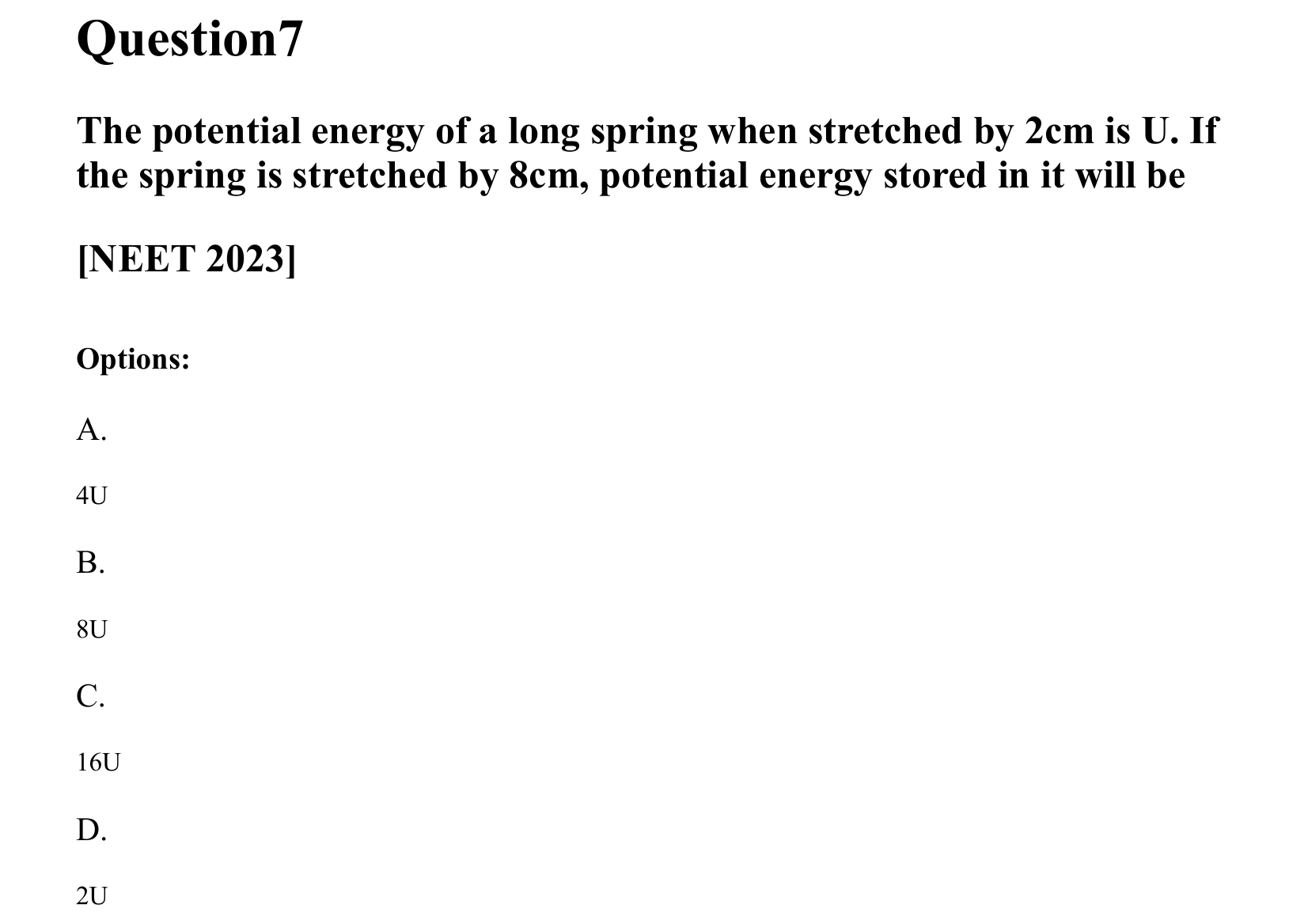 Work Energy and Power question 7