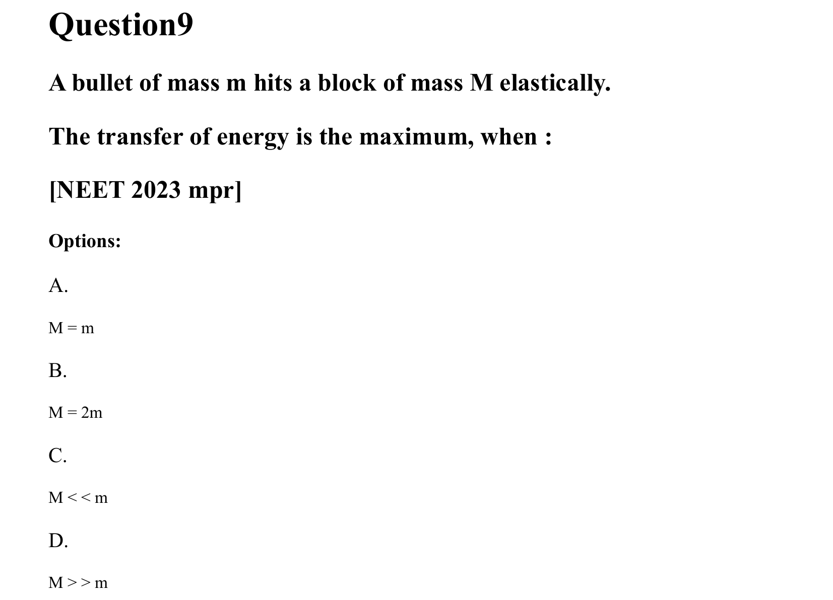 Work Energy and Power question 9