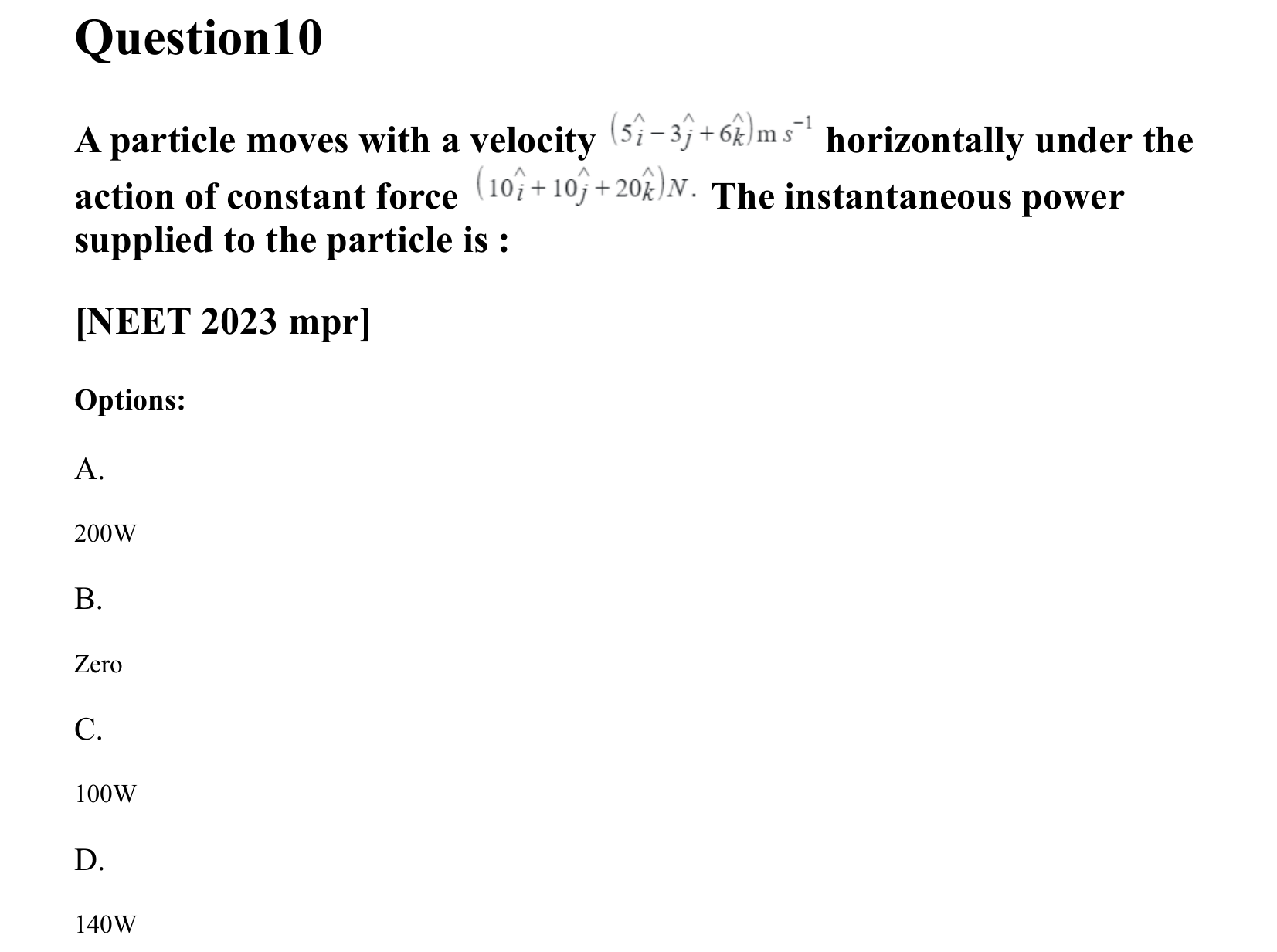 Work Energy and Power question 10