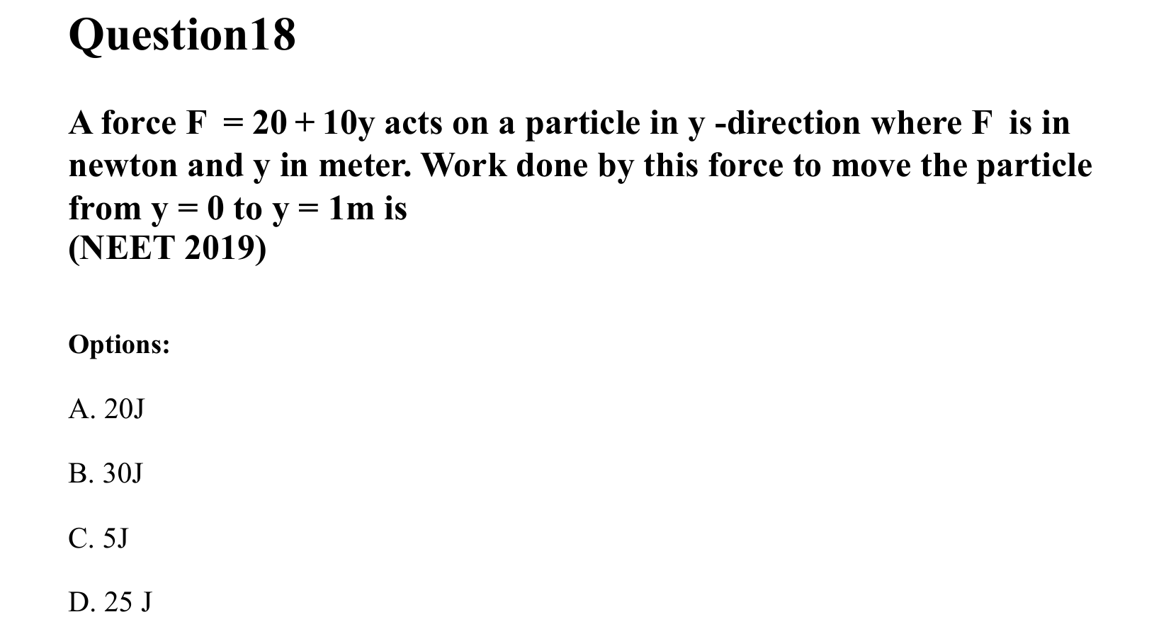 Work Energy and Power question 18