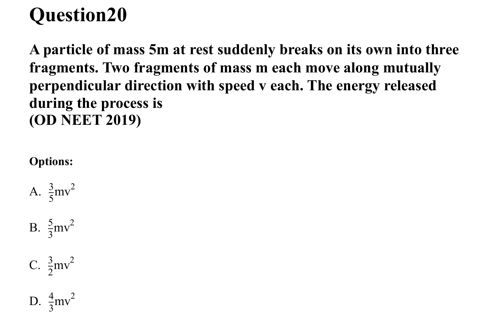 Work Energy and Power question 20
