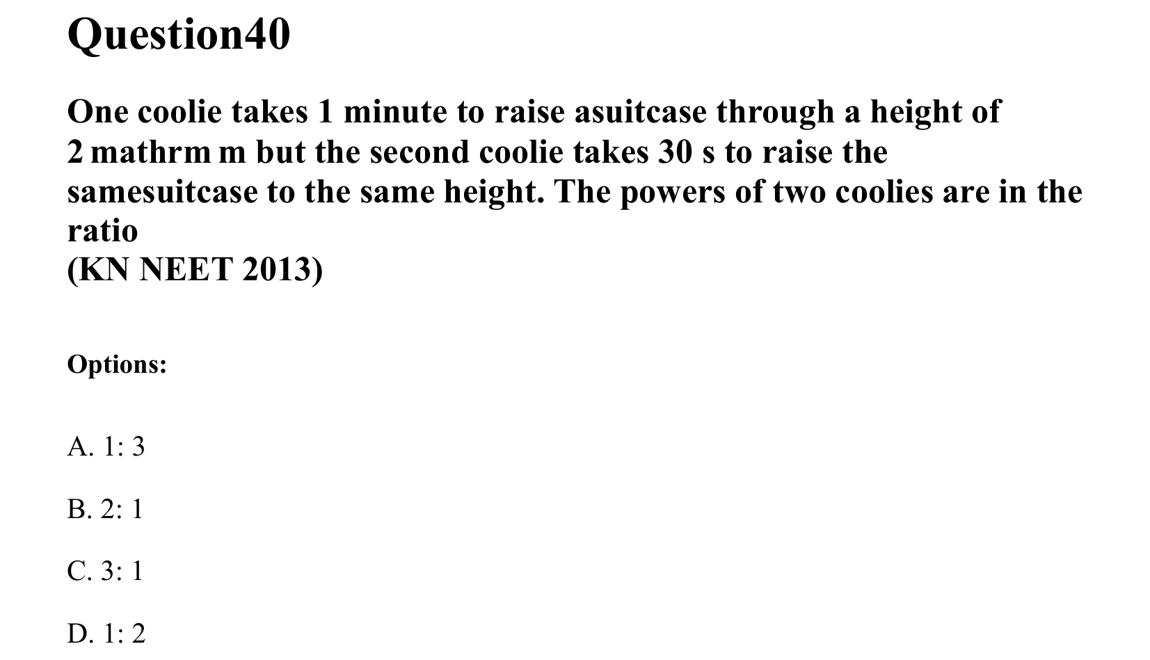 Work Energy and Power question 40