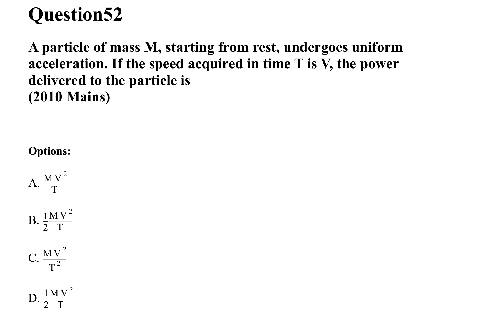 Work Energy and Power question 52