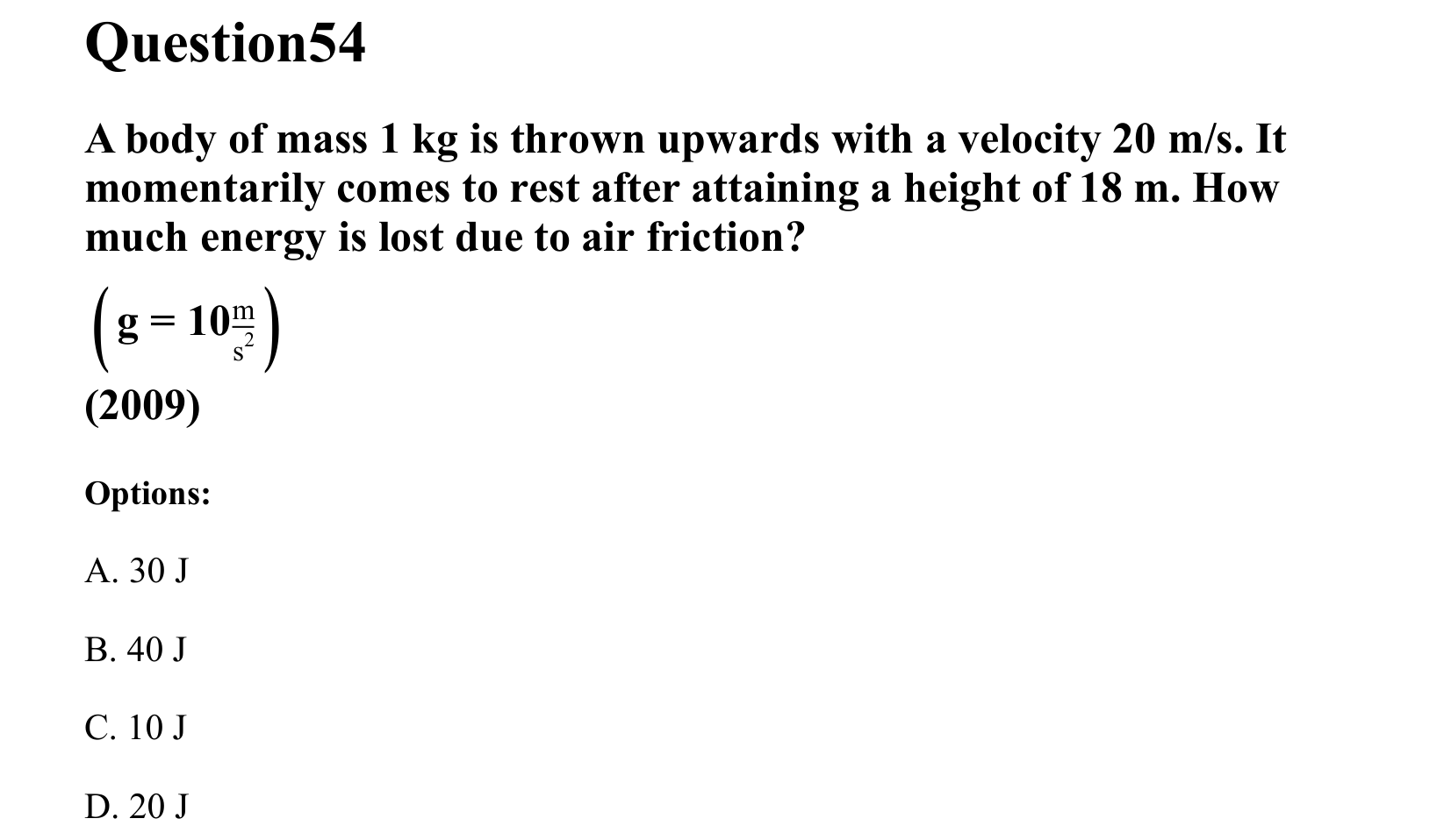 Work Energy and Power question 54