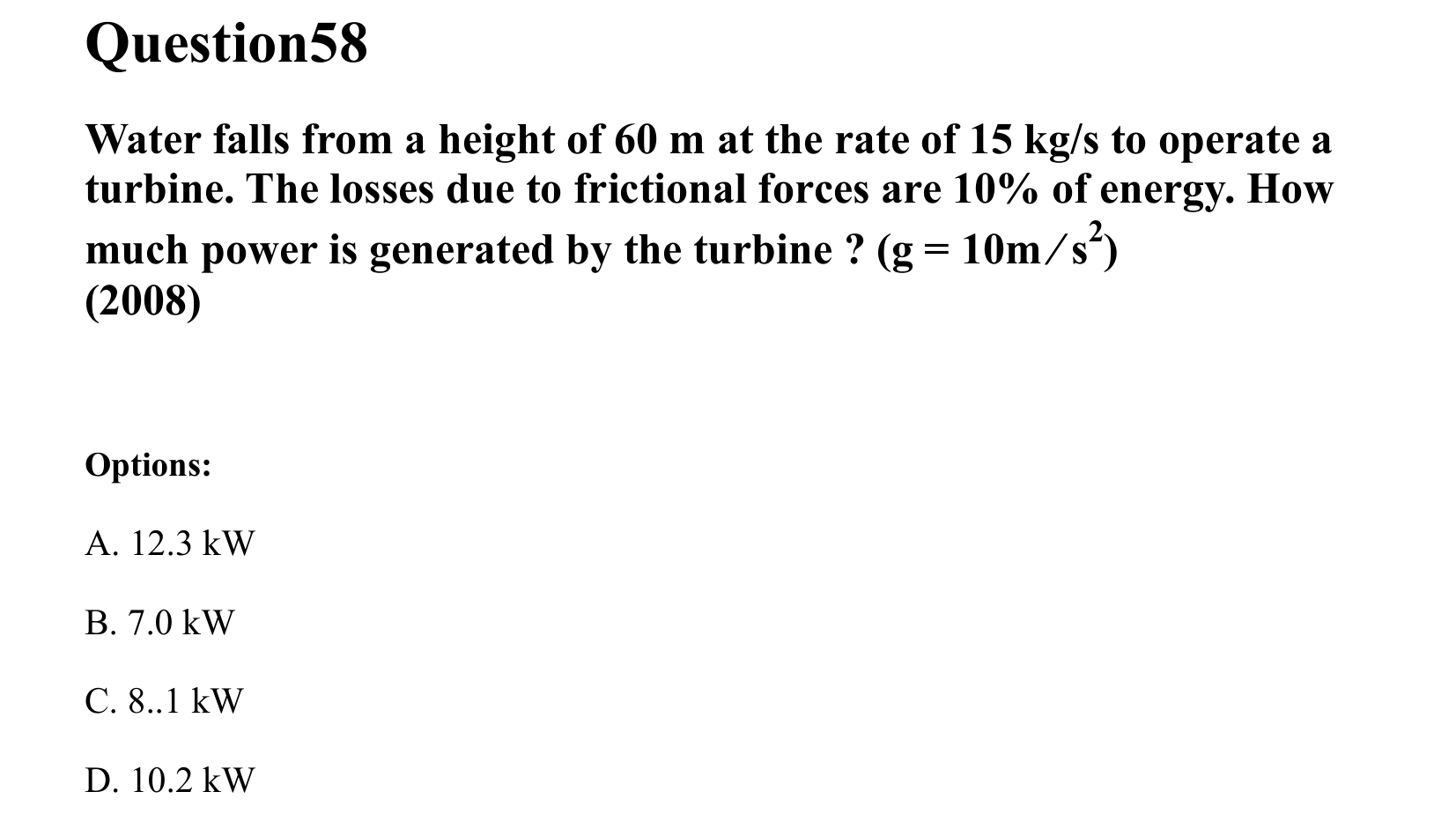 Work Energy and Power question 58