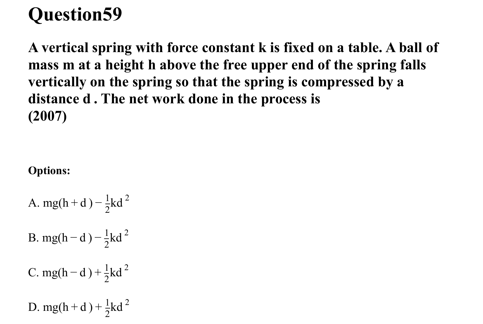 Work Energy and Power question 59