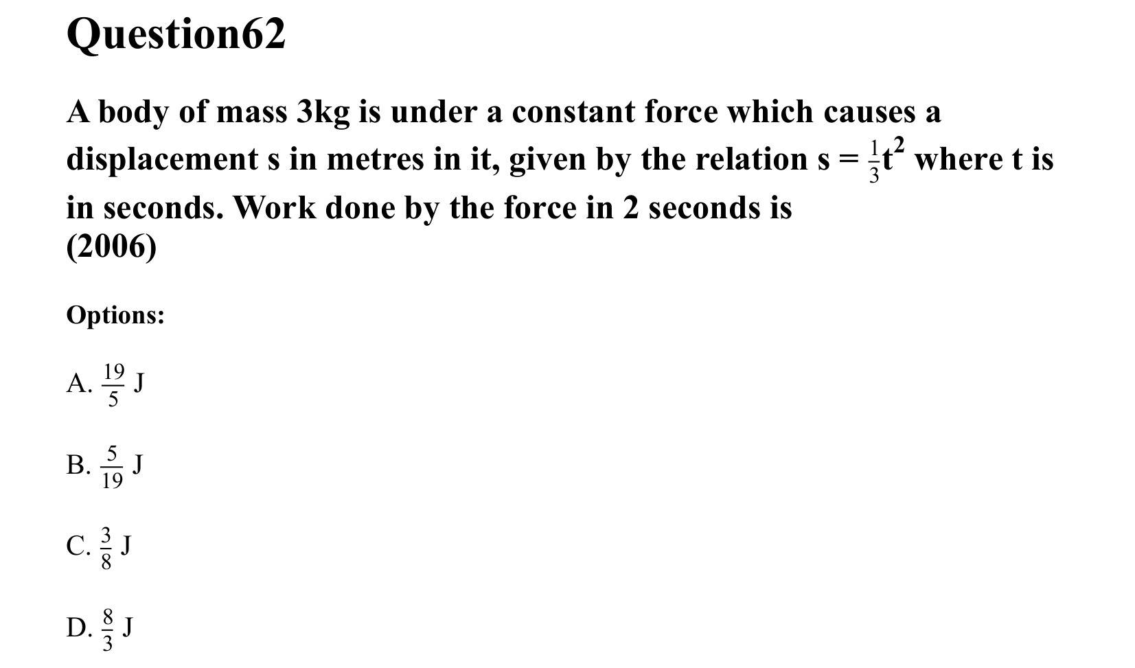 Work Energy and Power question 62