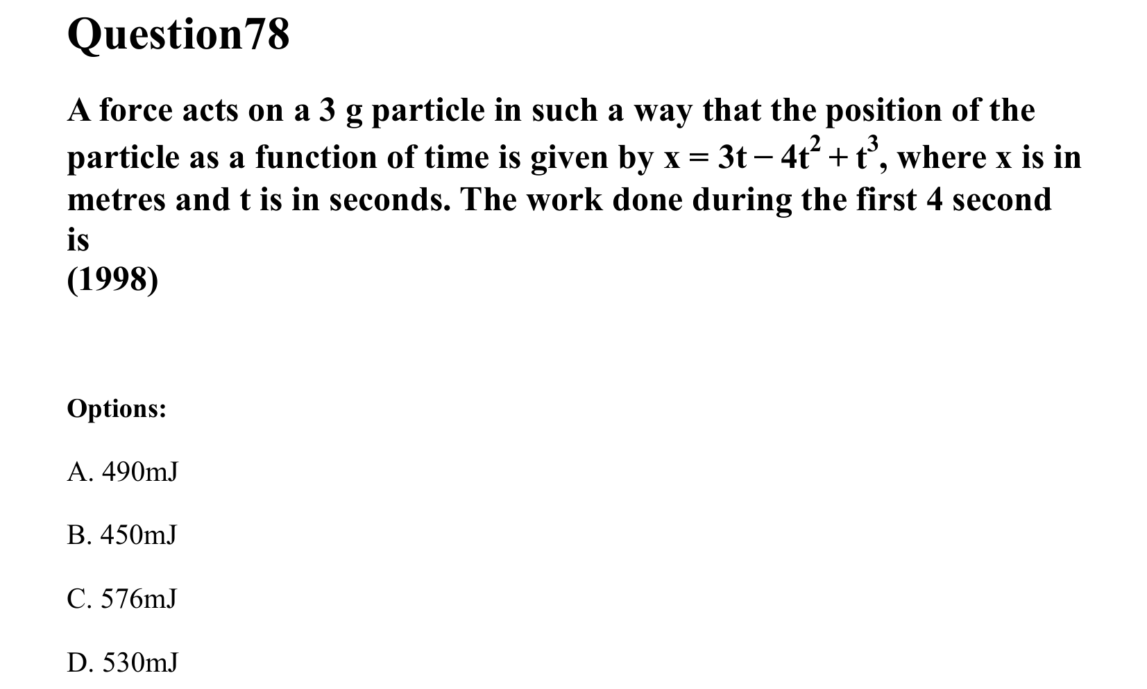 Work Energy and Power question 78