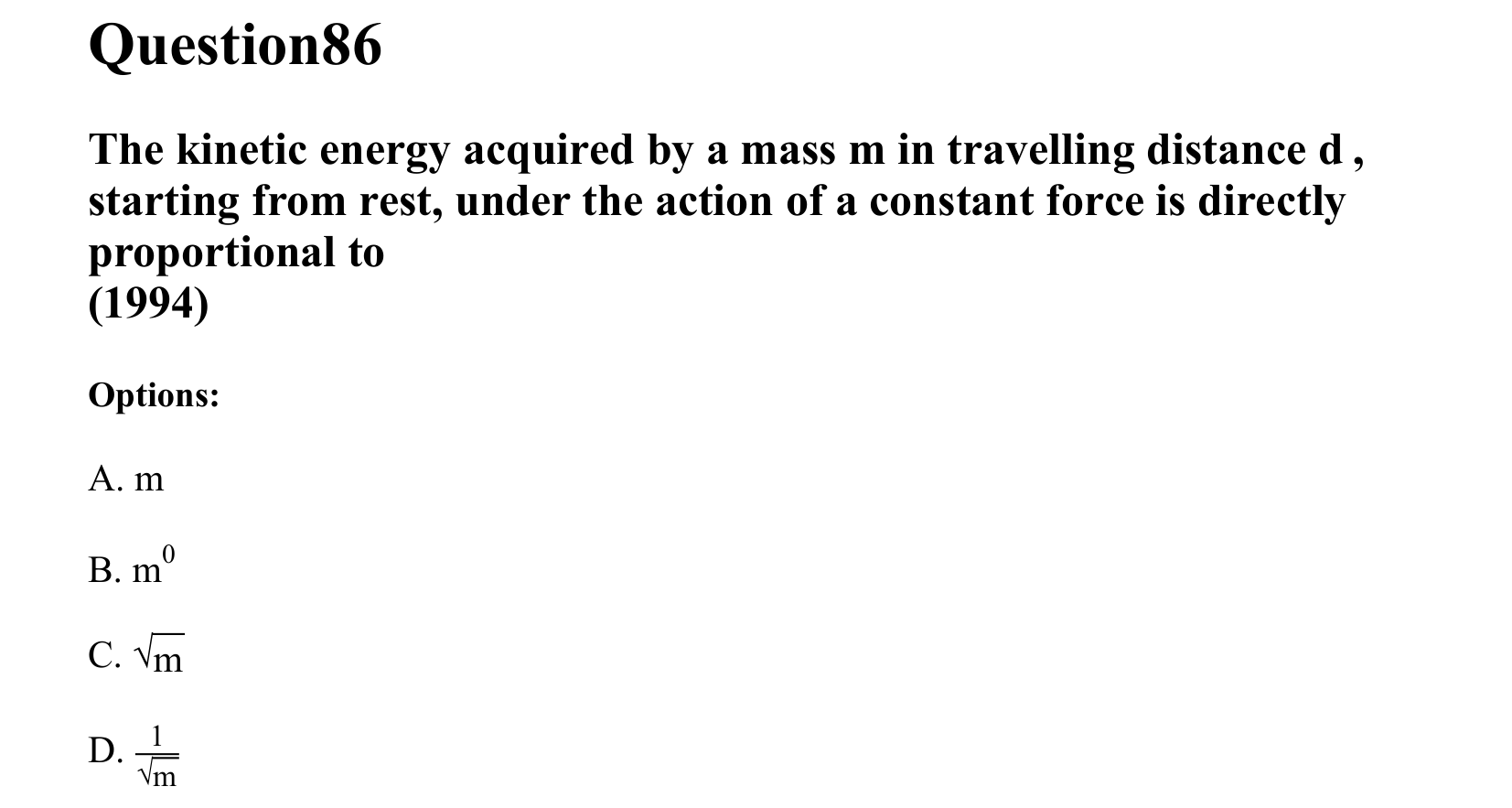 Work Energy and Power question 86
