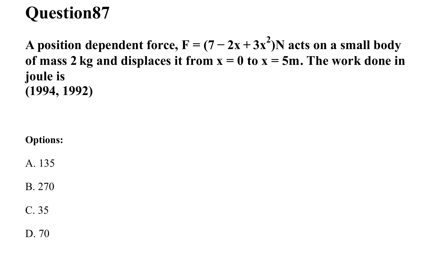 Work Energy and Power question 87
