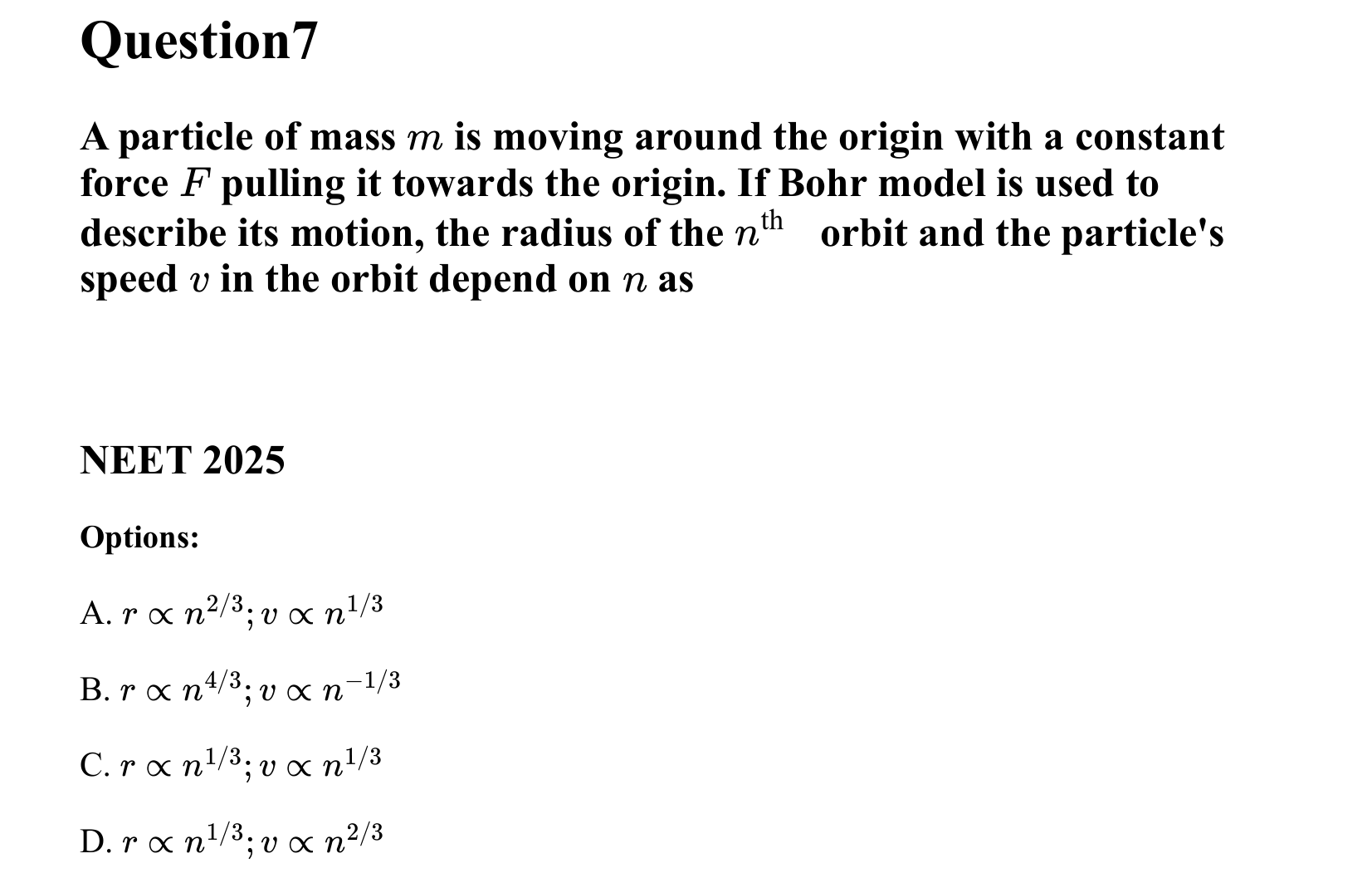 Atoms and Nuclei question 7
