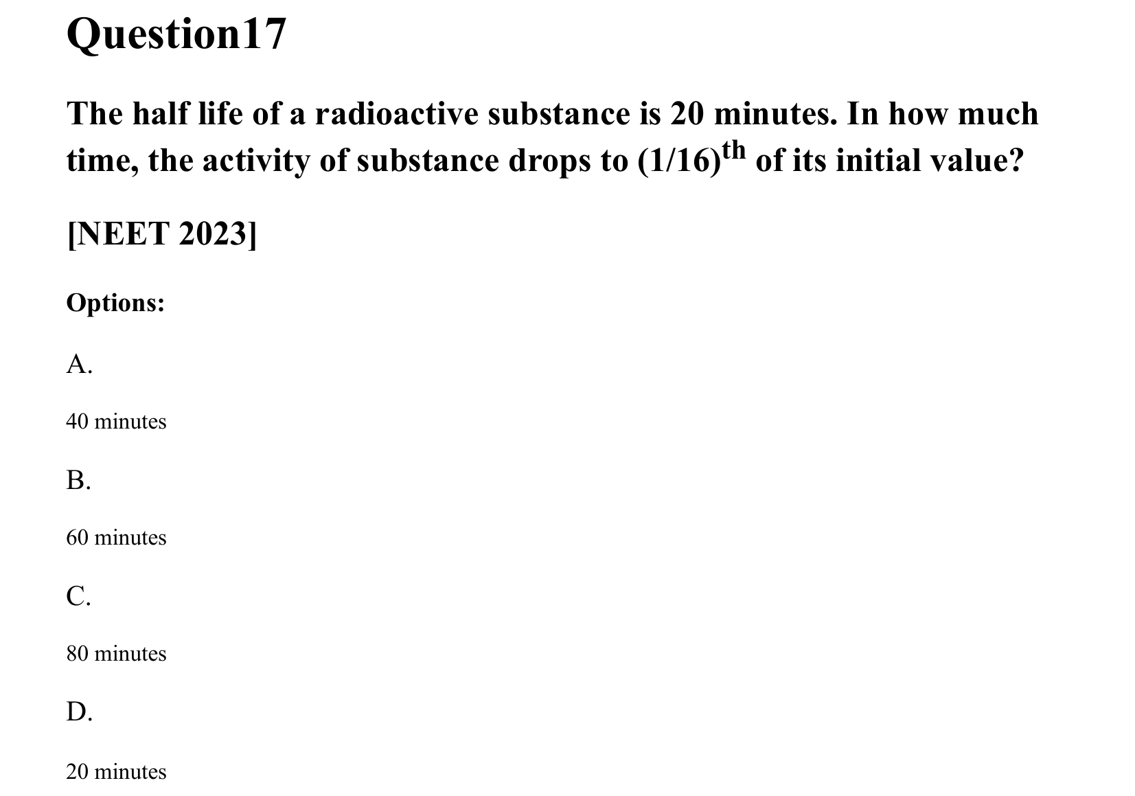 Atoms and Nuclei question 17