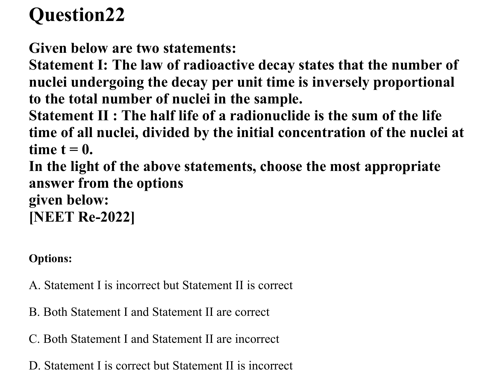 Atoms and Nuclei question 22