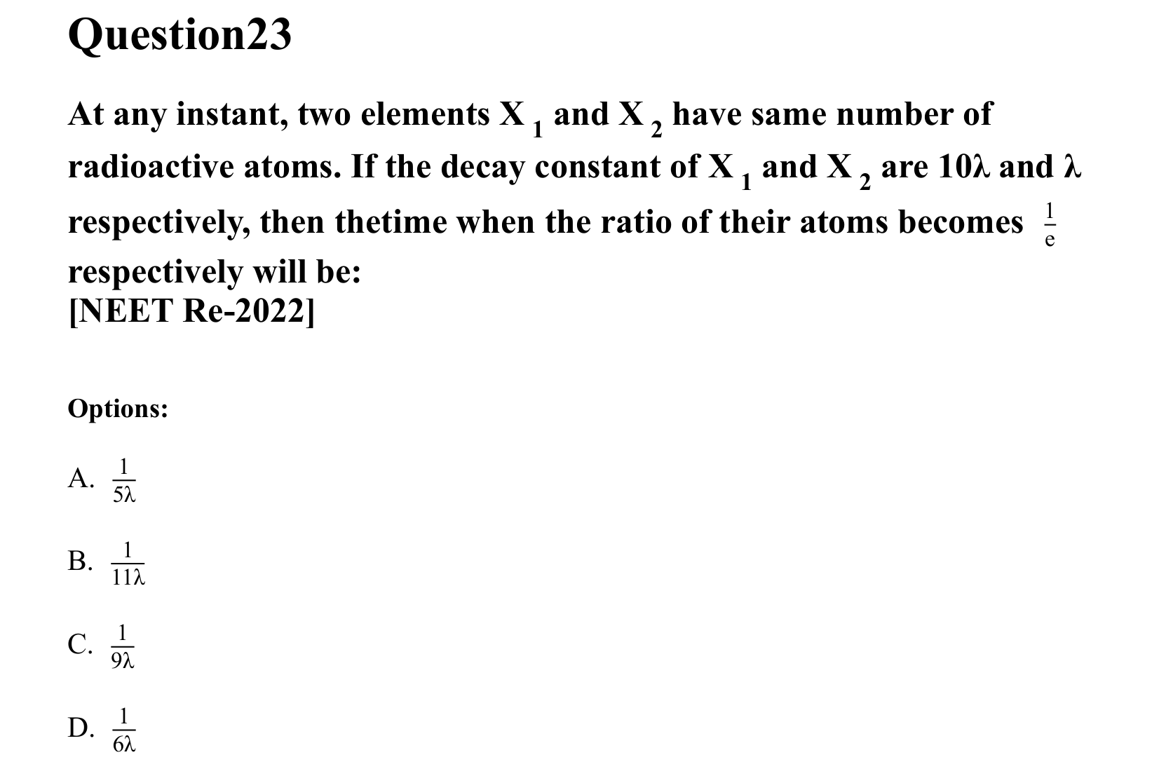 Atoms and Nuclei question 23