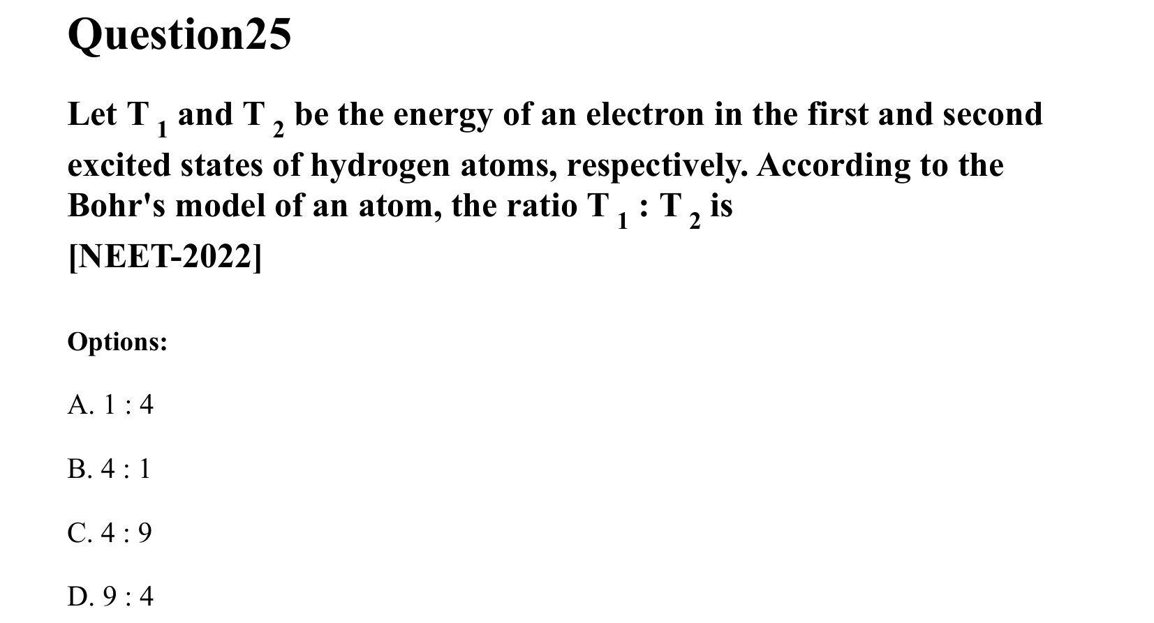 Atoms and Nuclei question 25