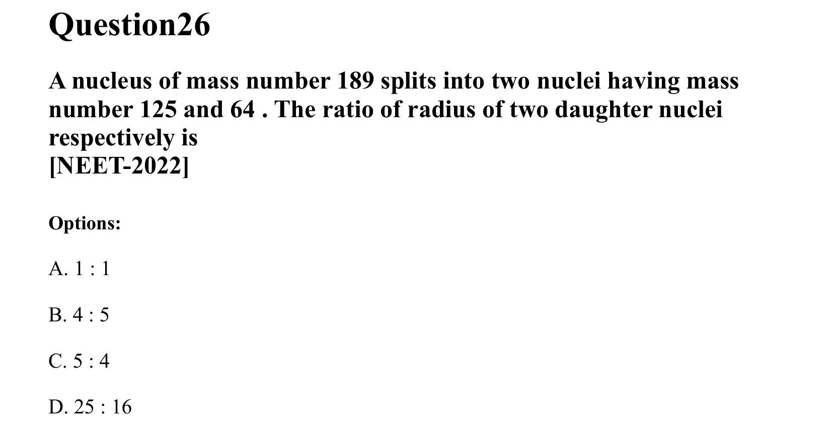 Atoms and Nuclei question 26
