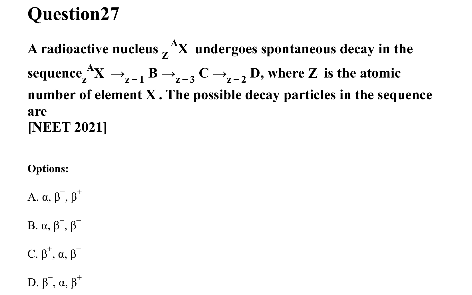 Atoms and Nuclei question 27