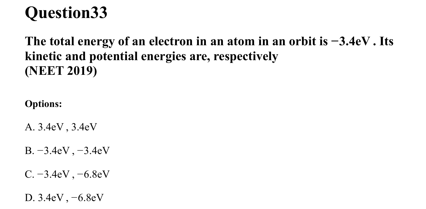 Atoms and Nuclei question 33
