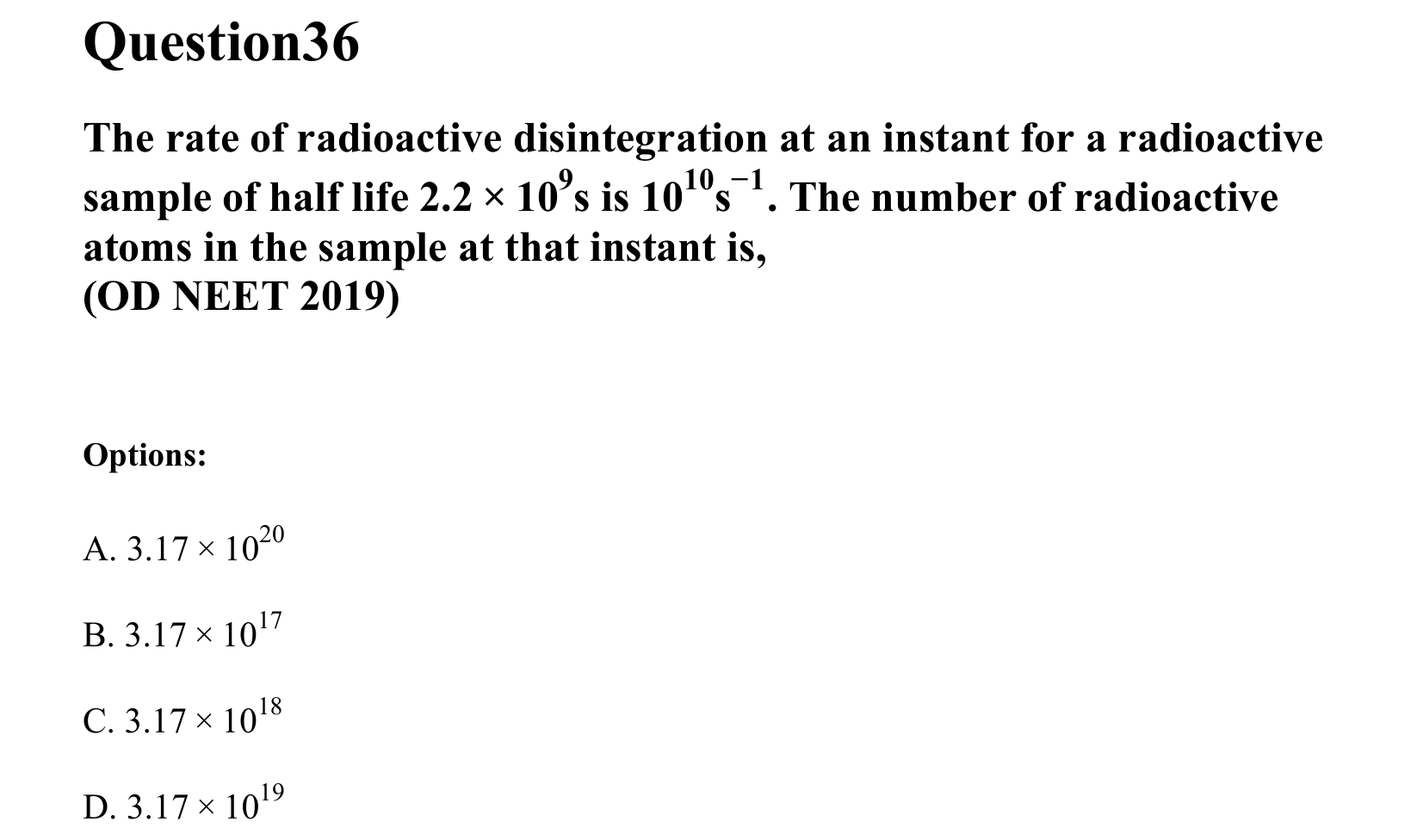Atoms and Nuclei question 36