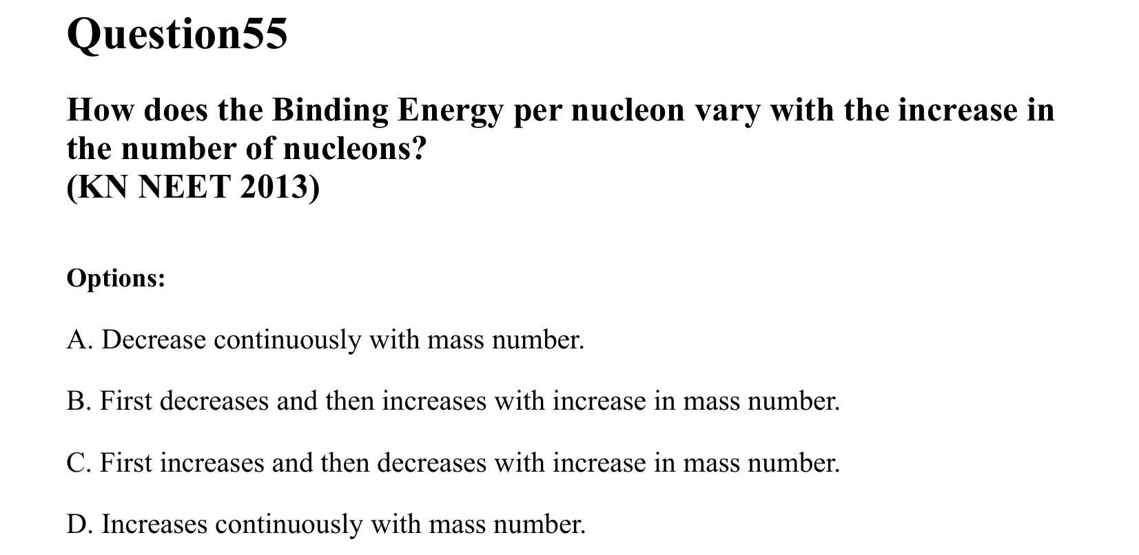 Atoms and Nuclei question 55