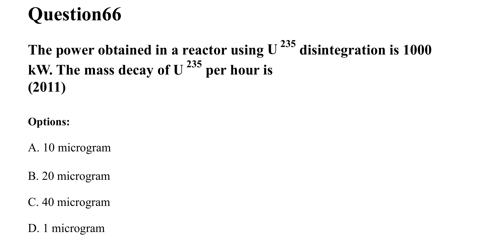 Atoms and Nuclei question 66