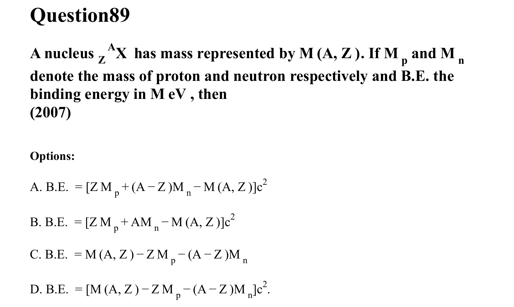 Atoms and Nuclei question 89