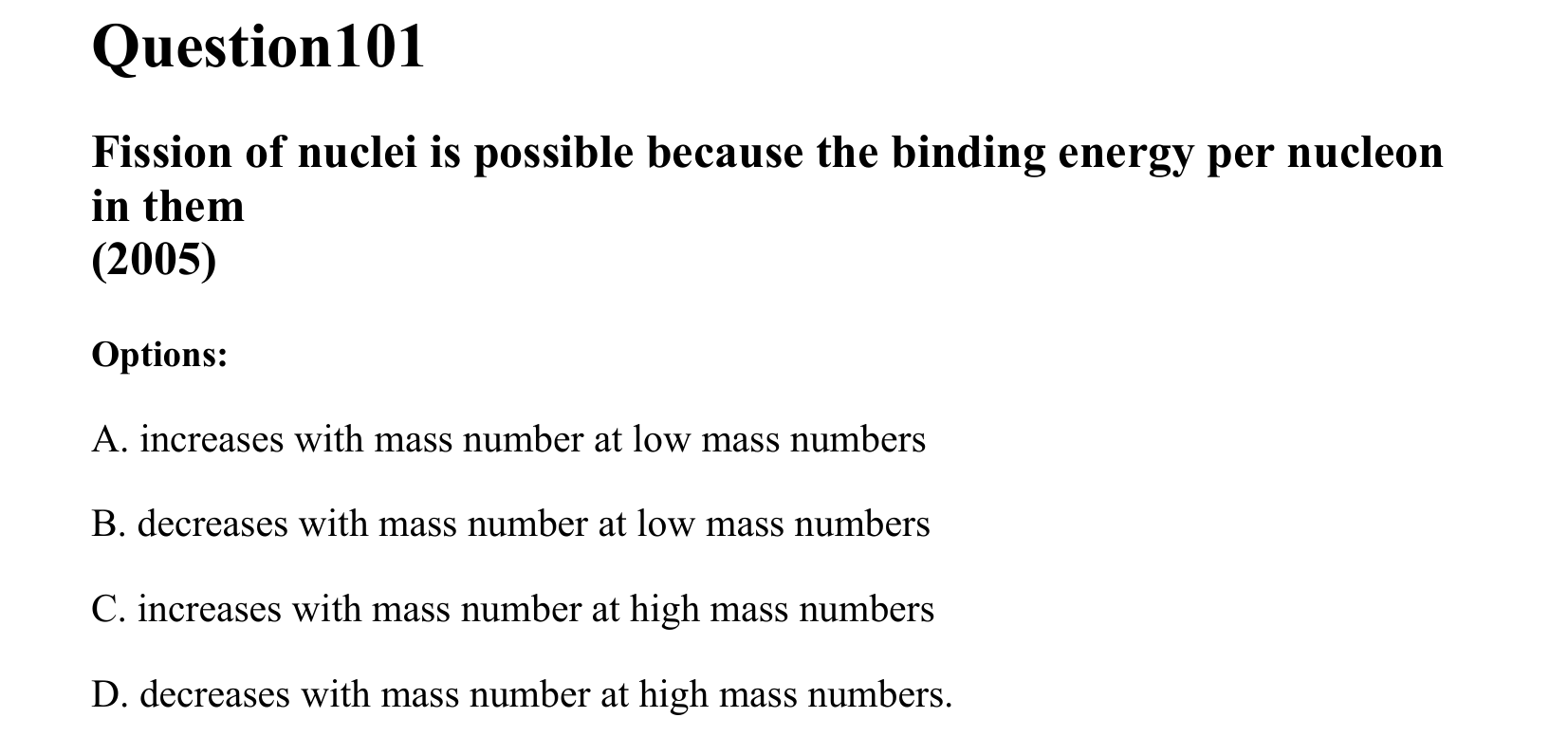 Atoms and Nuclei question 101