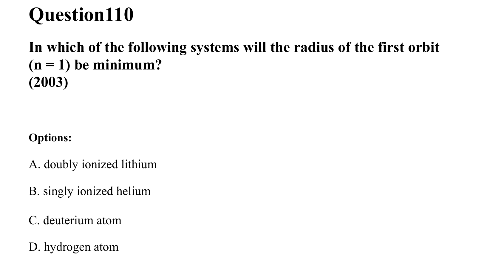 Atoms and Nuclei question 110