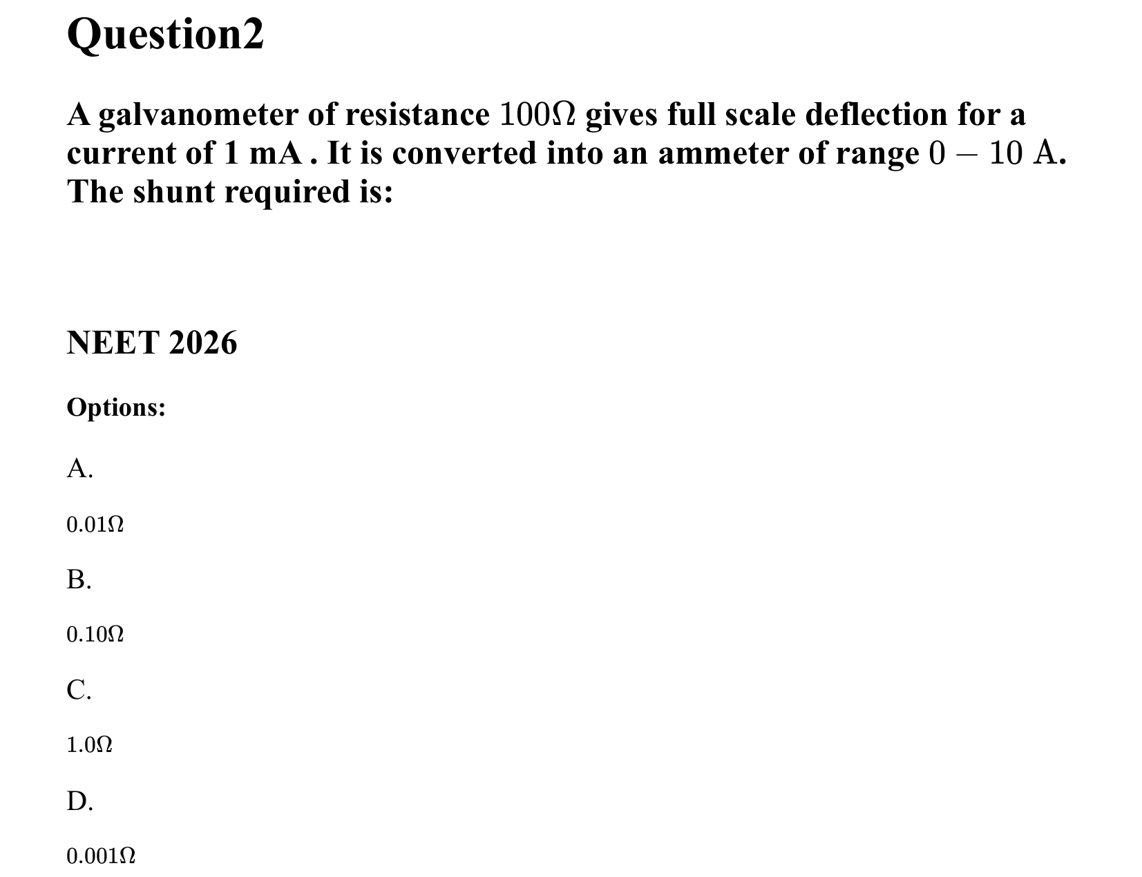Current Electricity question 2