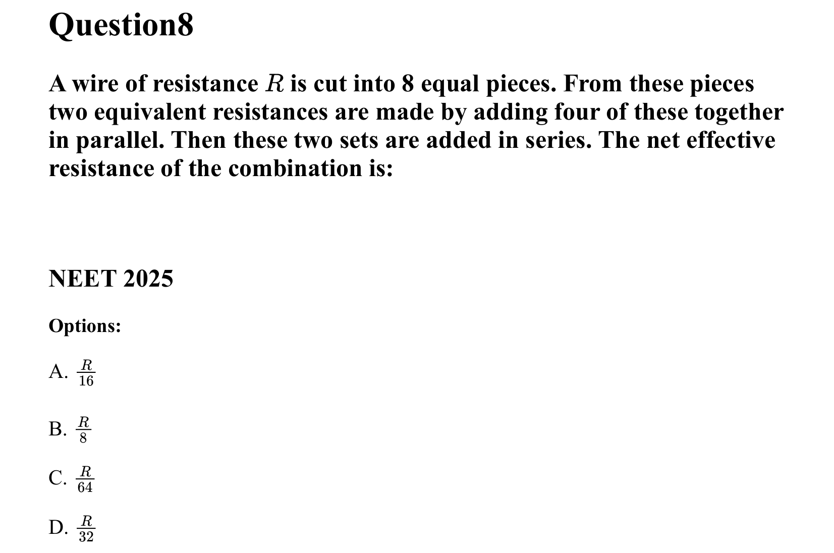 Current Electricity question 8