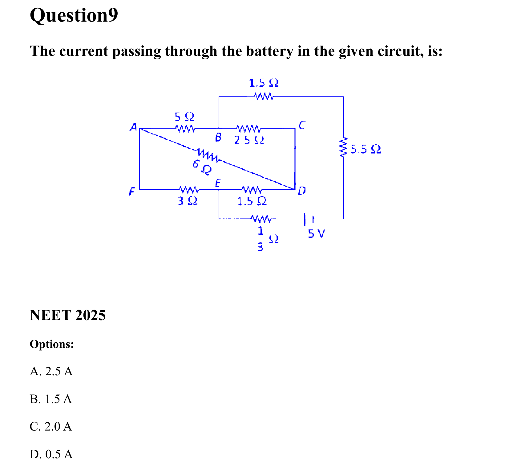 Current Electricity question 9