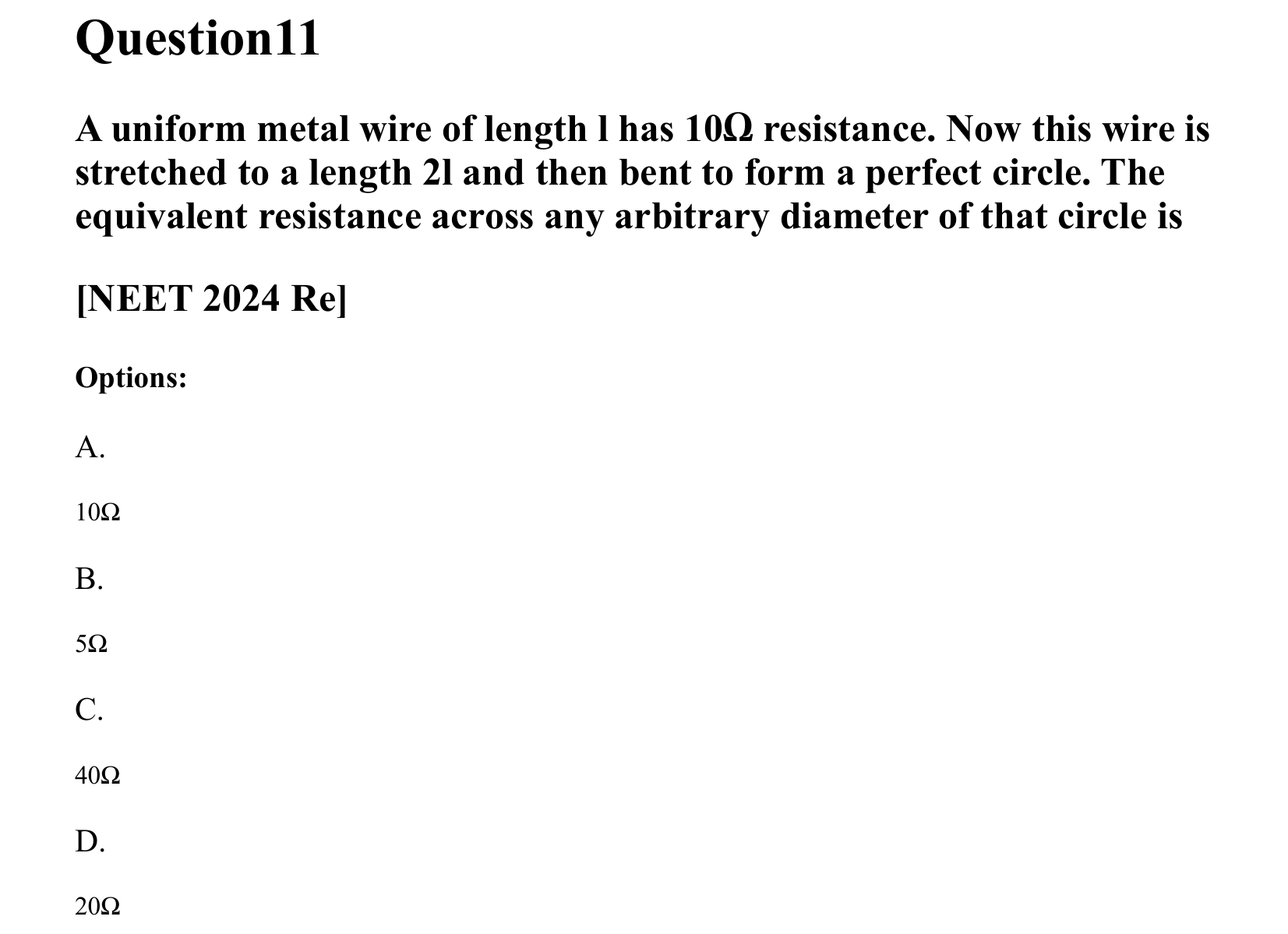Current Electricity question 11