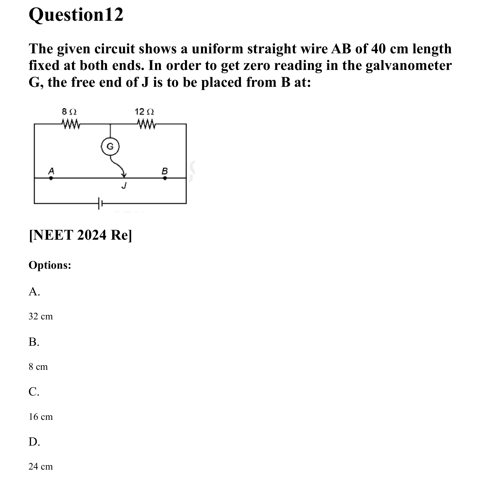 Current Electricity question 12