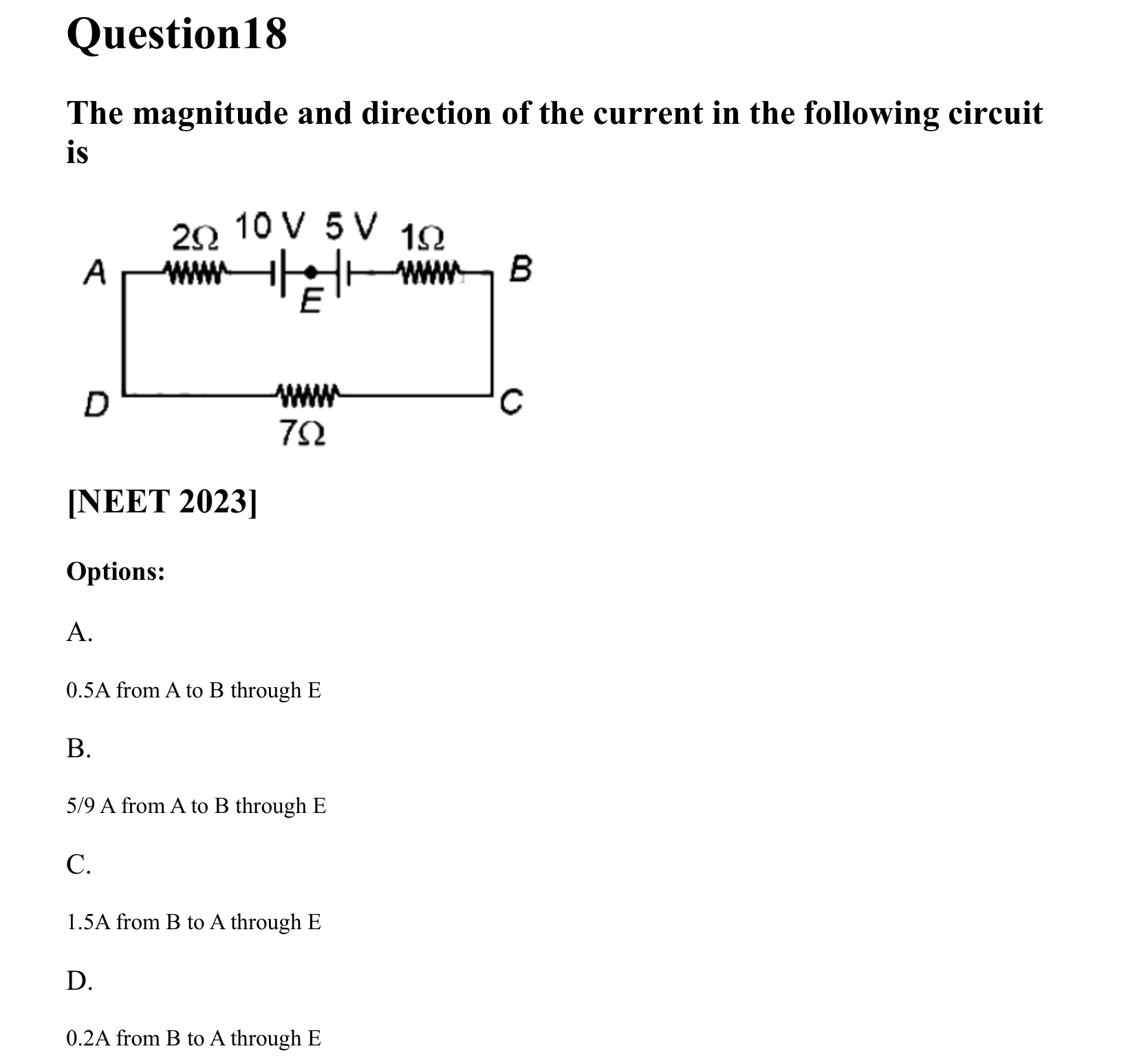 Current Electricity question 18