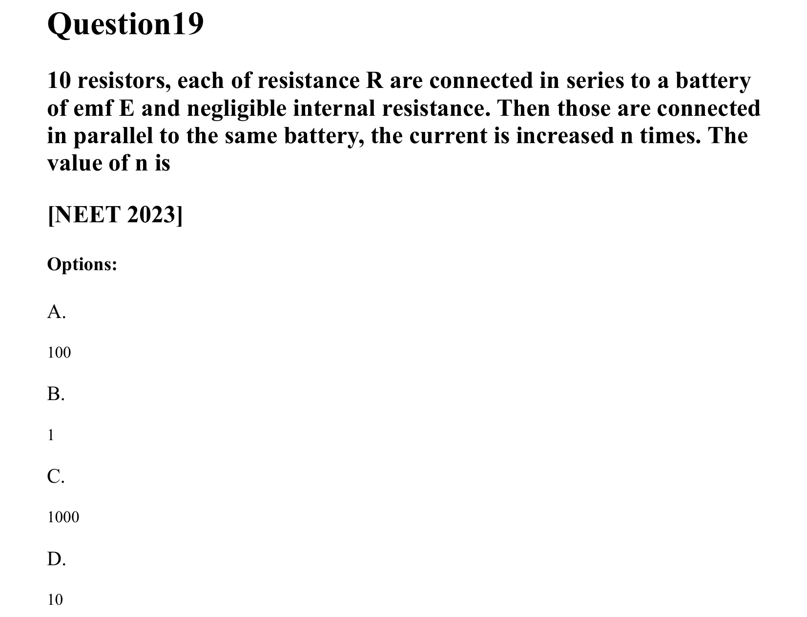 Current Electricity question 19