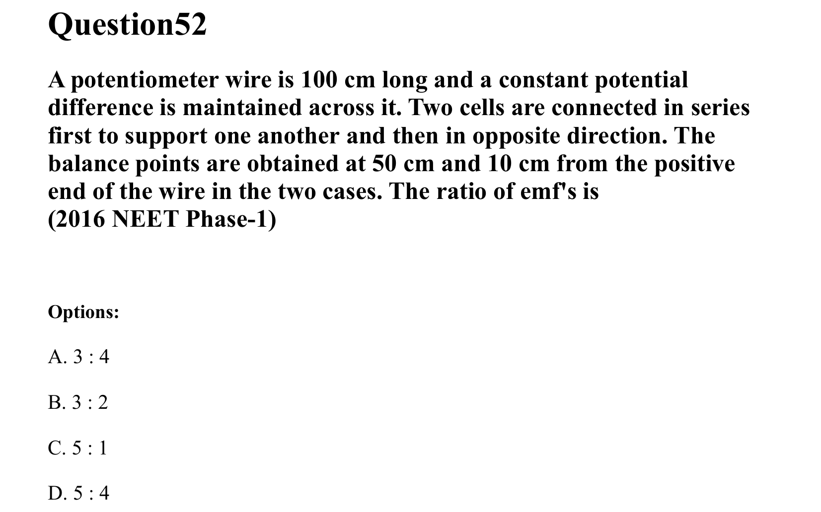 Current Electricity question 52