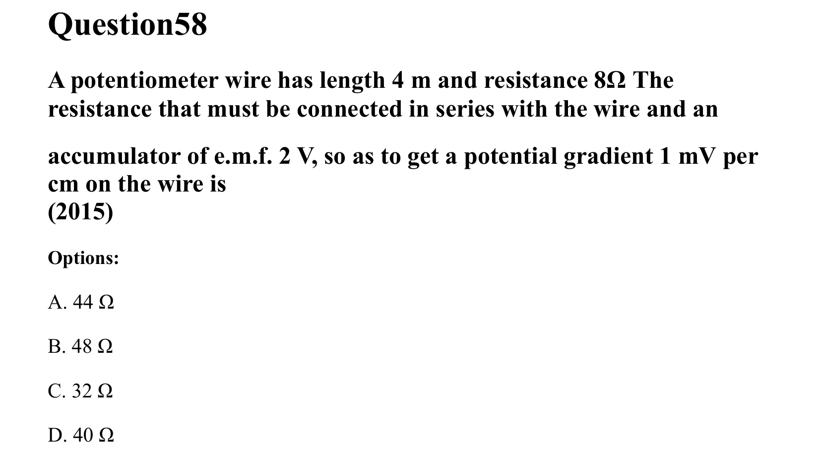 Current Electricity question 58