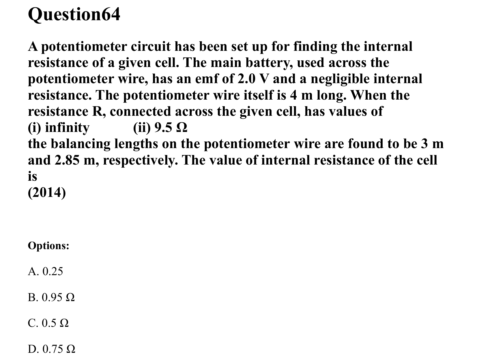 Current Electricity question 64