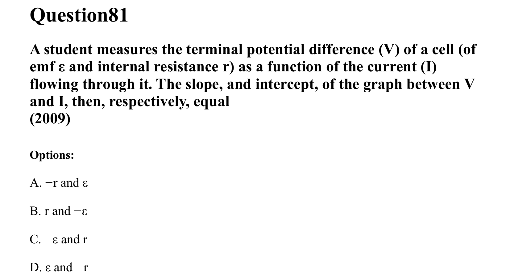 Current Electricity question 81