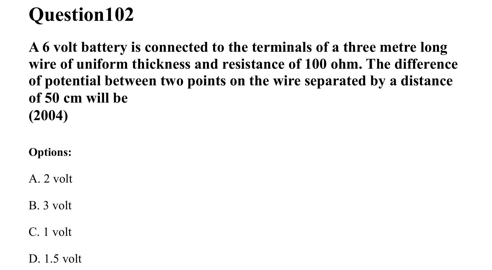 Current Electricity question 102