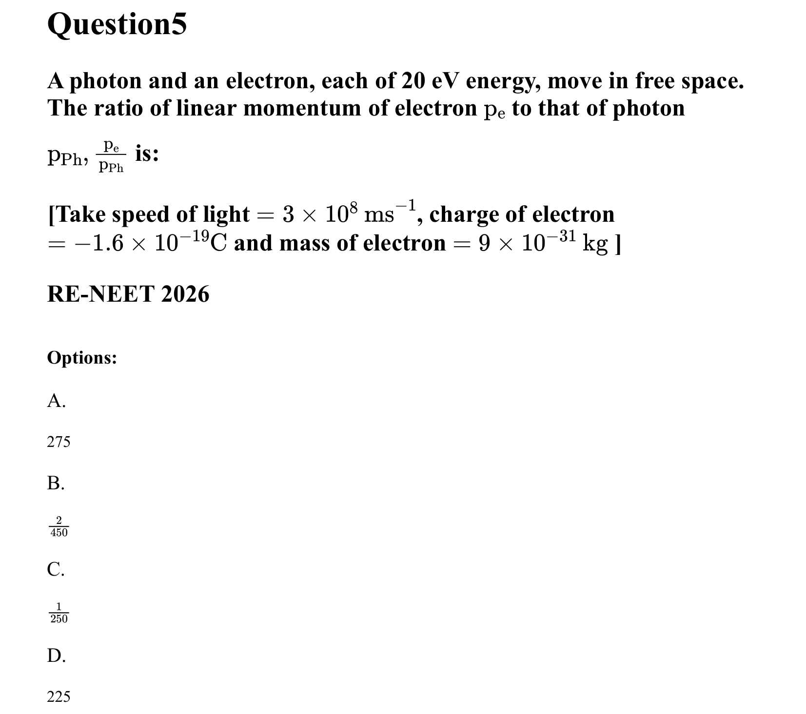 Dual Nature of Matter and Radiation question 5